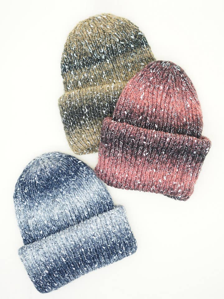 Bonnet unisexe à revers chiné dégradé pour la vente par Olive & Pique