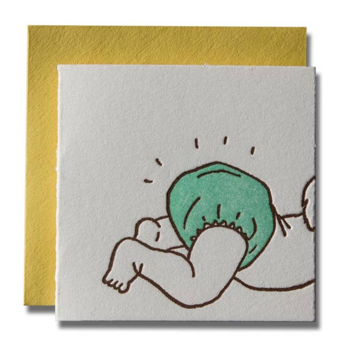 Ladyfingers Letterpress - Wholesale Baby Card - Bottoms Up Tiny New Baby/Parent Card