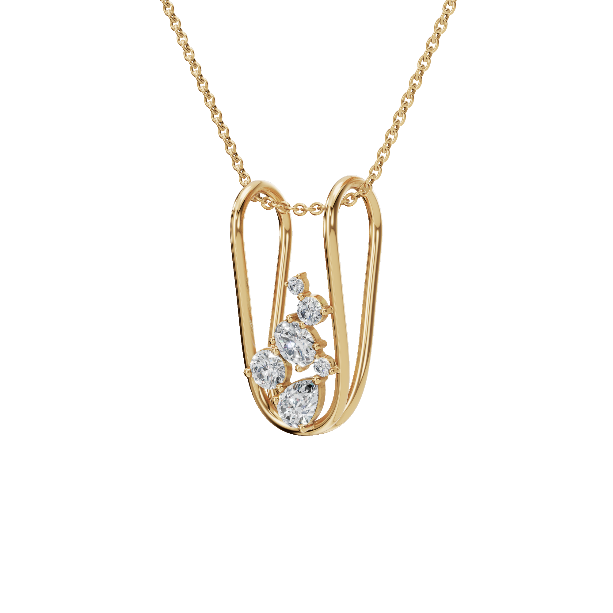 PureYou Jewelry – wholesale Hänge-/berlockhalsband – 14K Guld Diamantkluster Halsband, Naturligt Diamanthalsband1