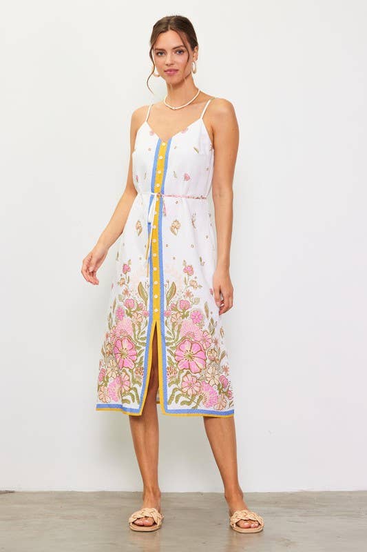 SKIES ARE BLUE - Wholesale Dress - Women's - Sleeveless Border Print Maxi Dress5