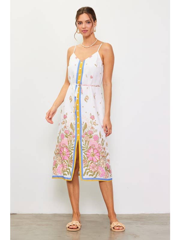 SKIES ARE BLUE - Wholesale Dress - Women's - Sleeveless Border Print Maxi Dress5