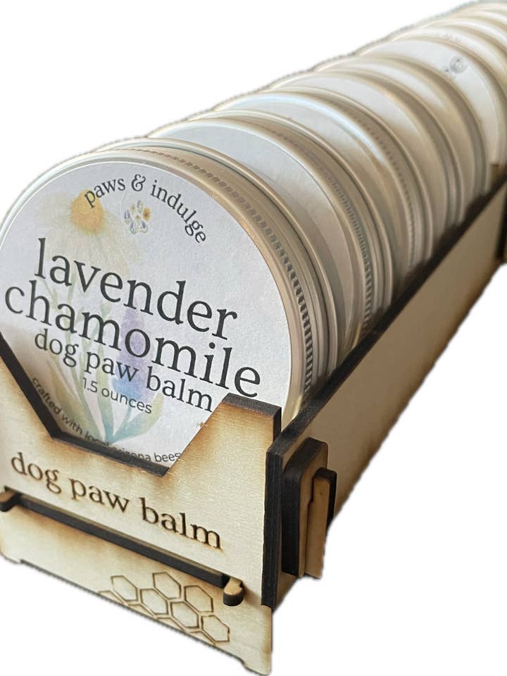Dog Paw Balm Starter Pack with Small Basswood Display Stand for wholesale by Paws and Indulge