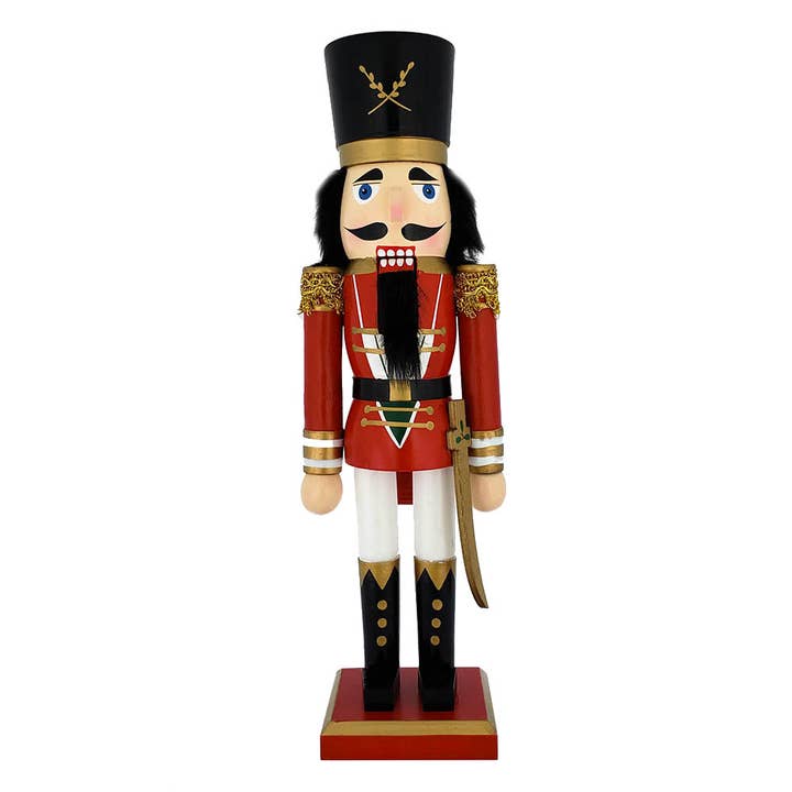 Traditional Soldier Nutcracker Red Gold Trim and Sword for wholesale by Nutcracker Ballet Gifts
