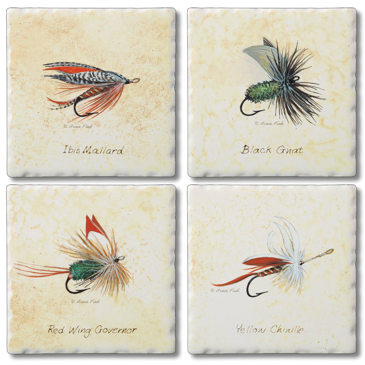 CounterArt/Highland Home/Thirstystone - Wholesale Coasters - "Fly Fishing Lures" 4 Pack Assorted Image Coaster Set0