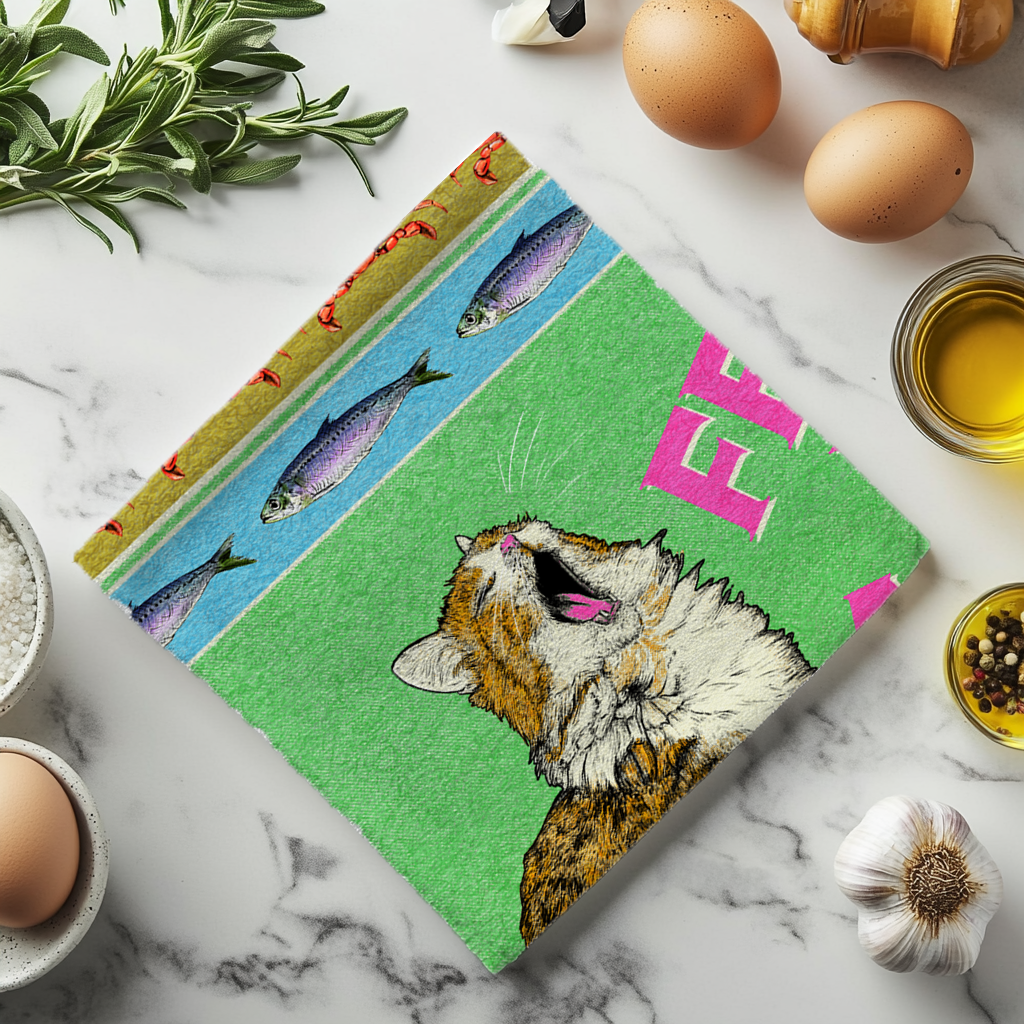 Fawn & Thistle Ltd (US Duties Paid) - Wholesale Tea Towel - Feed The Cat Tea Towel | 100% Cotton Dish Towel 4