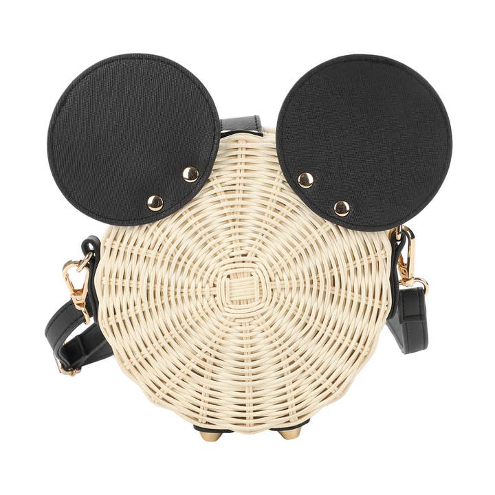 Bioworld Merchandising - Wholesale Crossbody Bag - Women's - Mickey Mouse Ears Wicker Handbag0