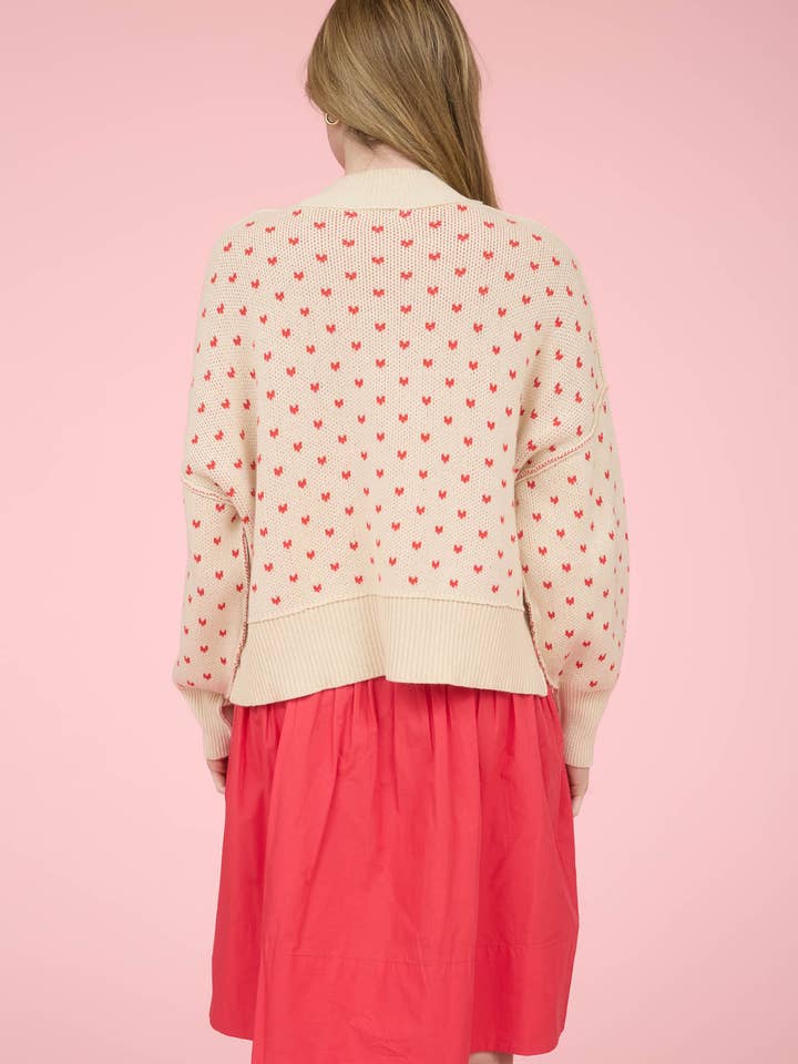 Blu Pepper - Wholesale Knit Sweater - Women's - HEART PATTERN DROP SHOULDER KNIT PULLOVER SWEATER1