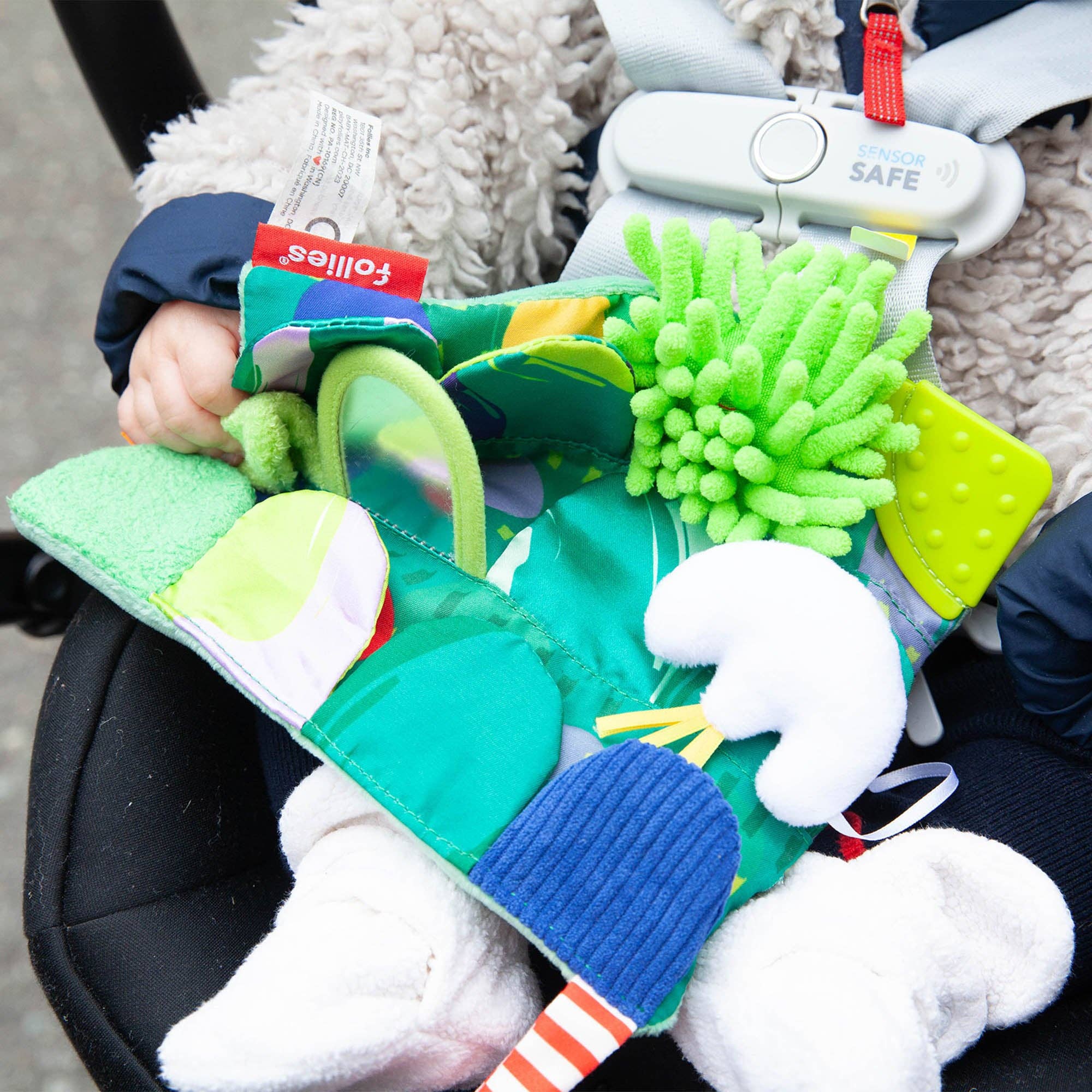 Follies - Wholesale Crinkle Tag Toy - Baby - The Sensory Garden Toy, Flap & Play, Stroller Compatible2