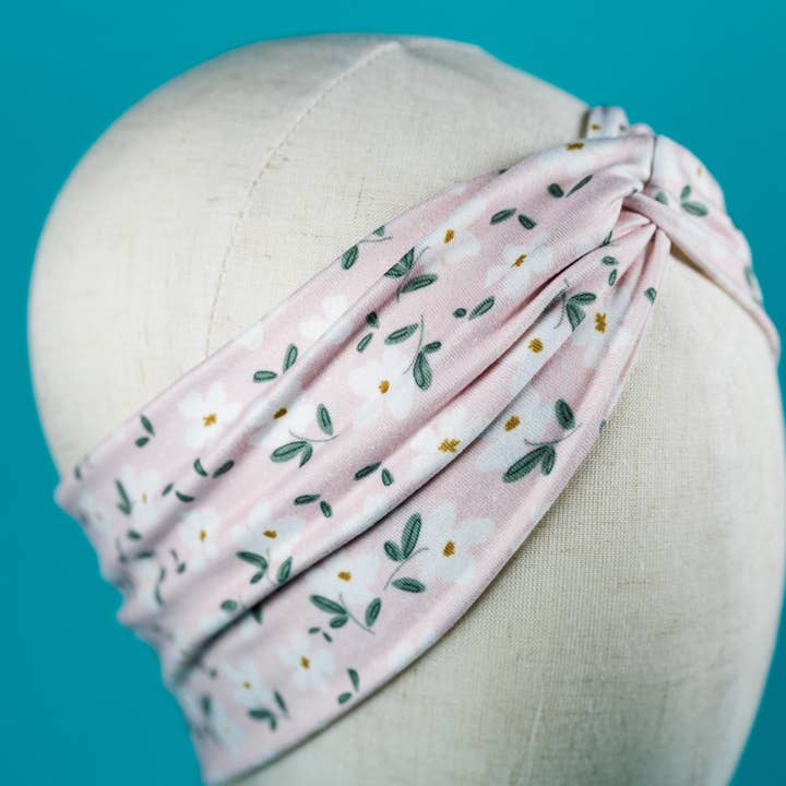 Bandeau torsadé rose avec cosmos pour la vente par Hen’s Bow Co