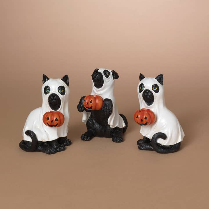 Gerson Halloween 5.9"H Resin Halloween Dog Figurine, 3 Asst for wholesale by The Gerson Companies