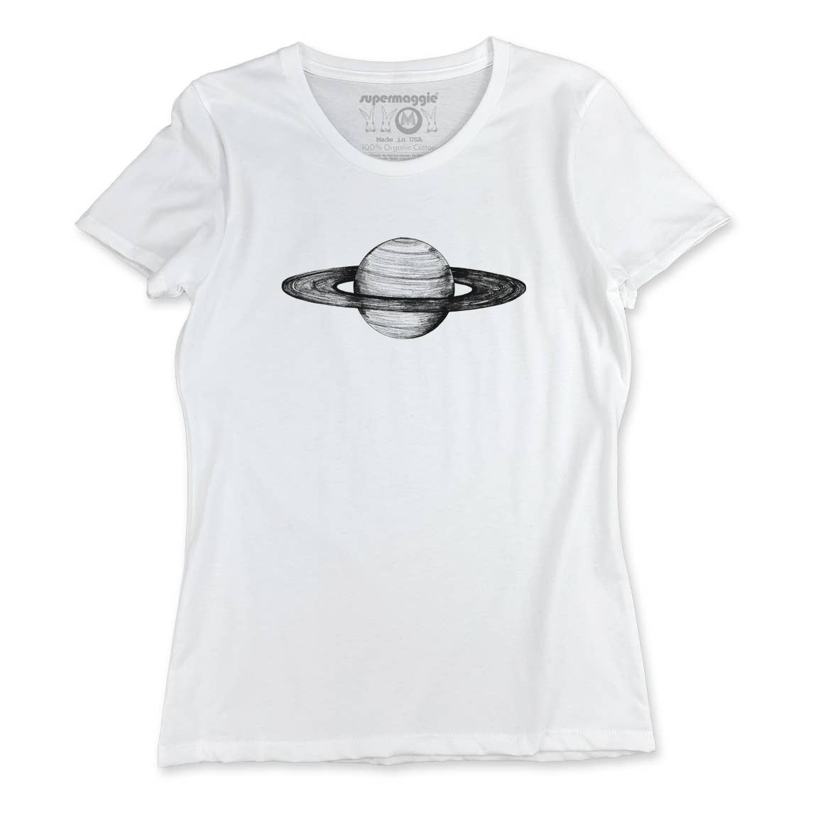 Supermaggie @ Faire - Wholesale Screen Printed T-Shirt - Women's - Saturn Ulla Organic Cotton Tee2