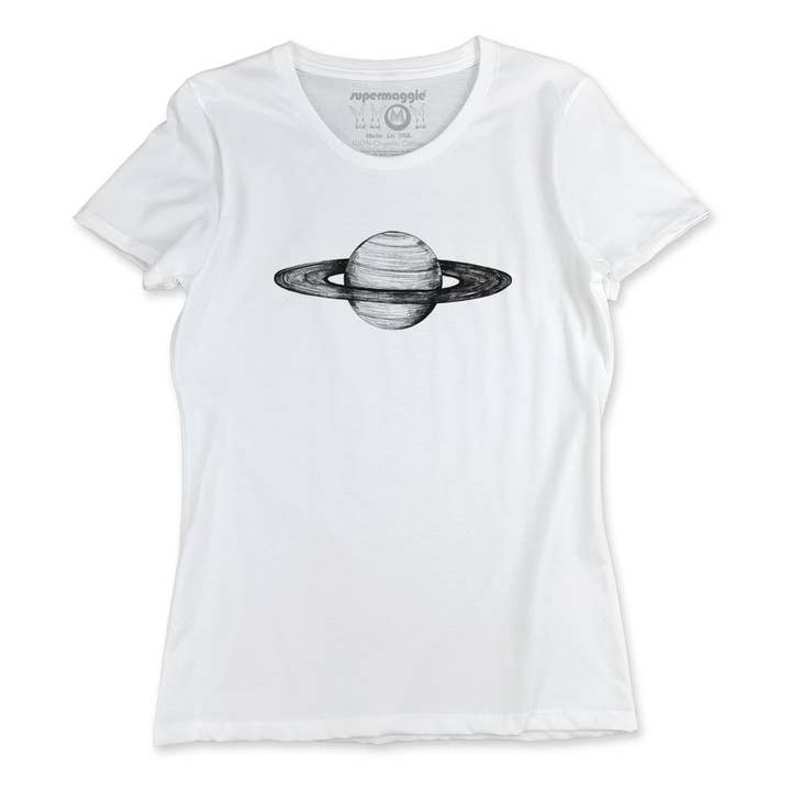 Supermaggie @ Faire - Wholesale Screen Printed T-Shirt - Women's - Saturn Ulla Organic Cotton Tee2