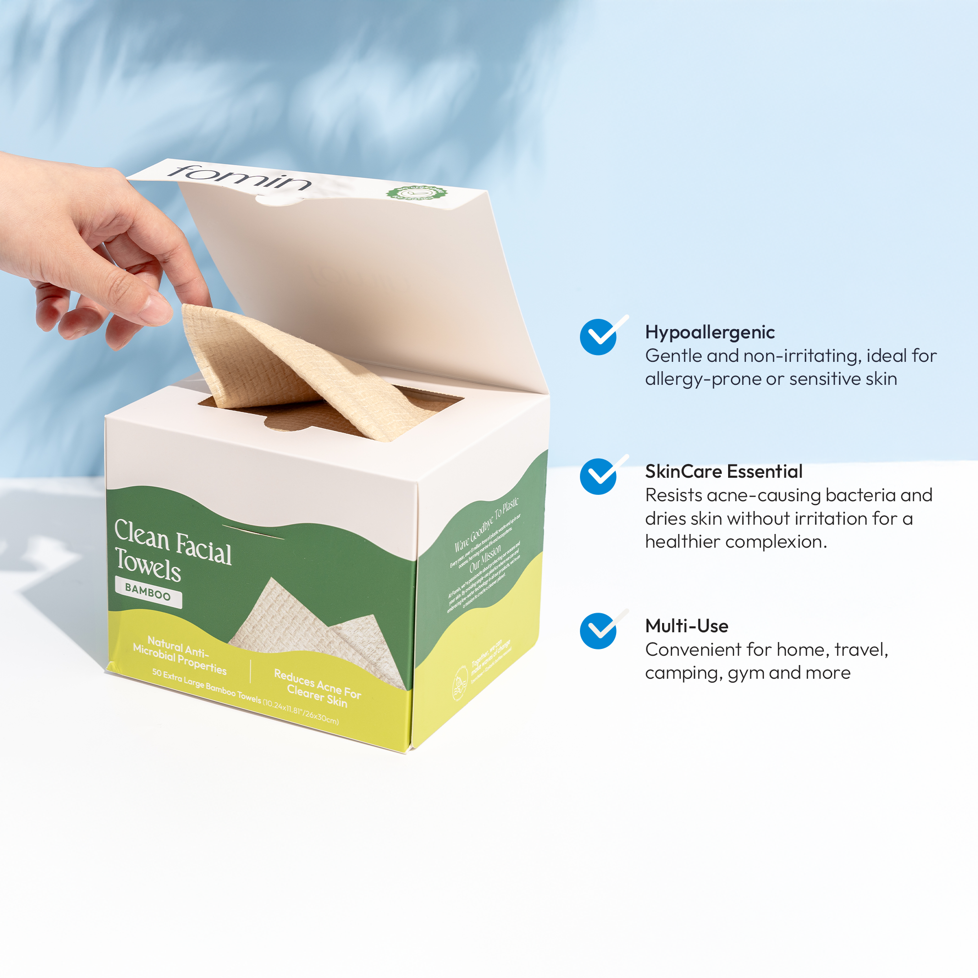 Fomin - Wholesale Face & Body Wipes - Clean Facial Towels | Bamboo2
