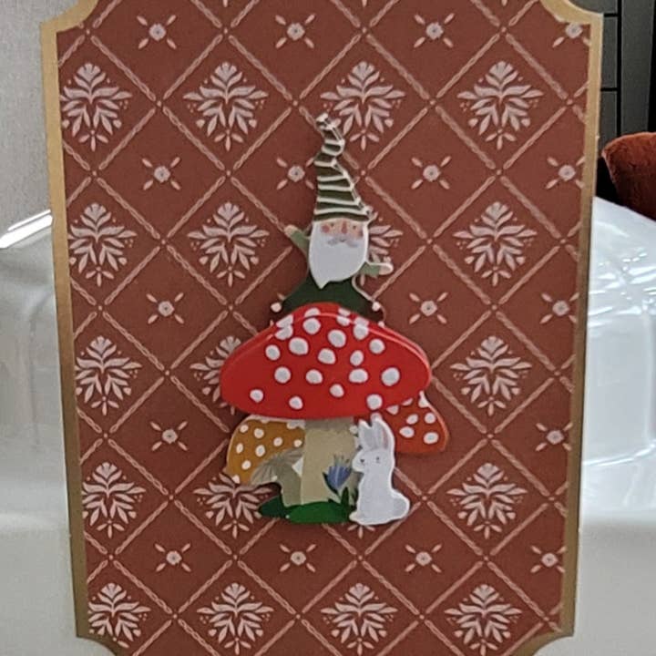 Mushroom Gnome Embellished Notecard for wholesale by Notebellish