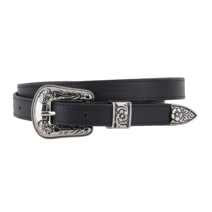 Most Wanted USA - Wholesale Belt - Women's - Skinny Western Three-Piece Hardware Leather Belt