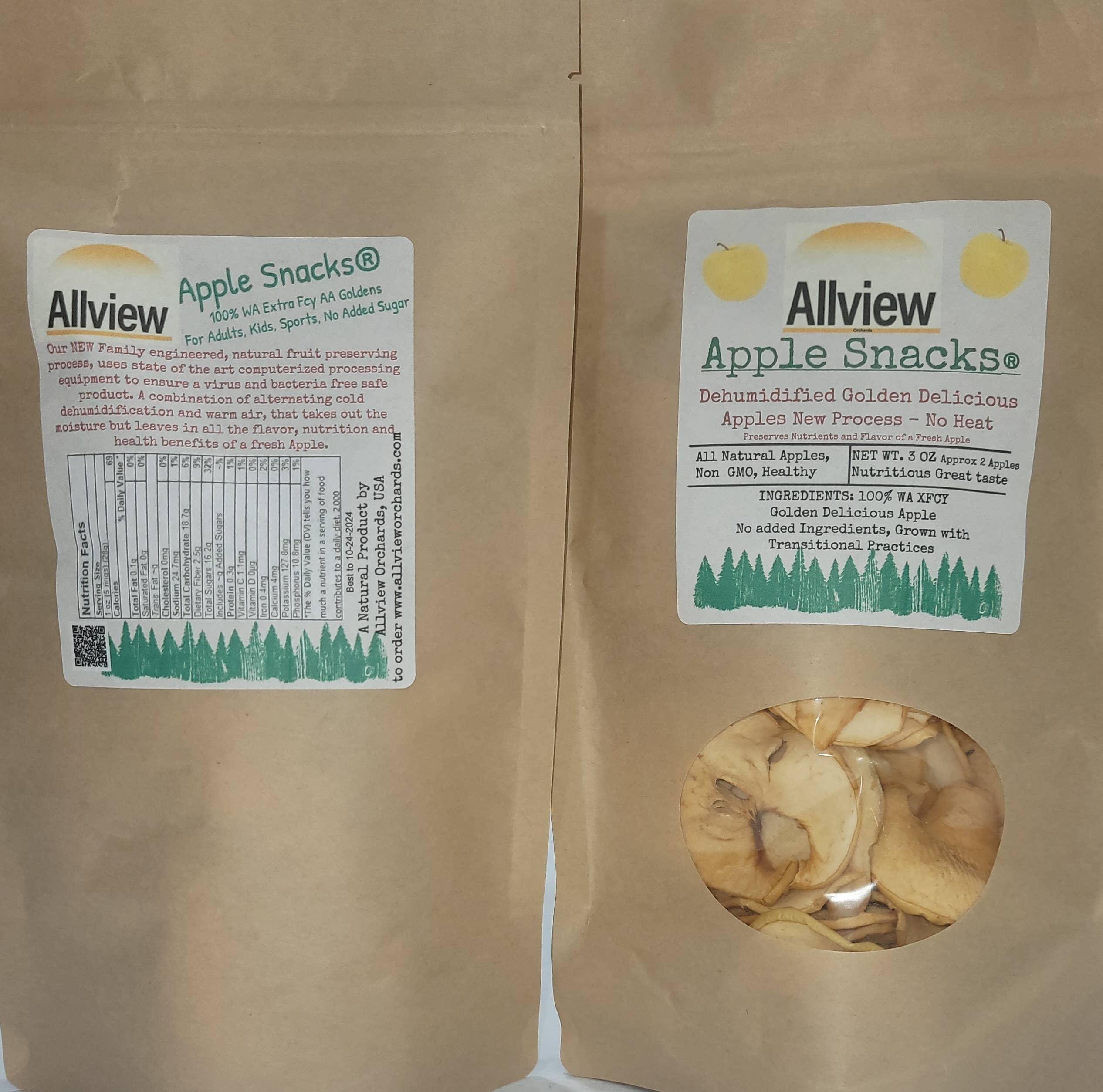 ALLVIEW ORCHARDS - Wholesale Dried/Dehydrated Fruit - ON SALE NOW -Golden Delicious Apple Snack Bag2