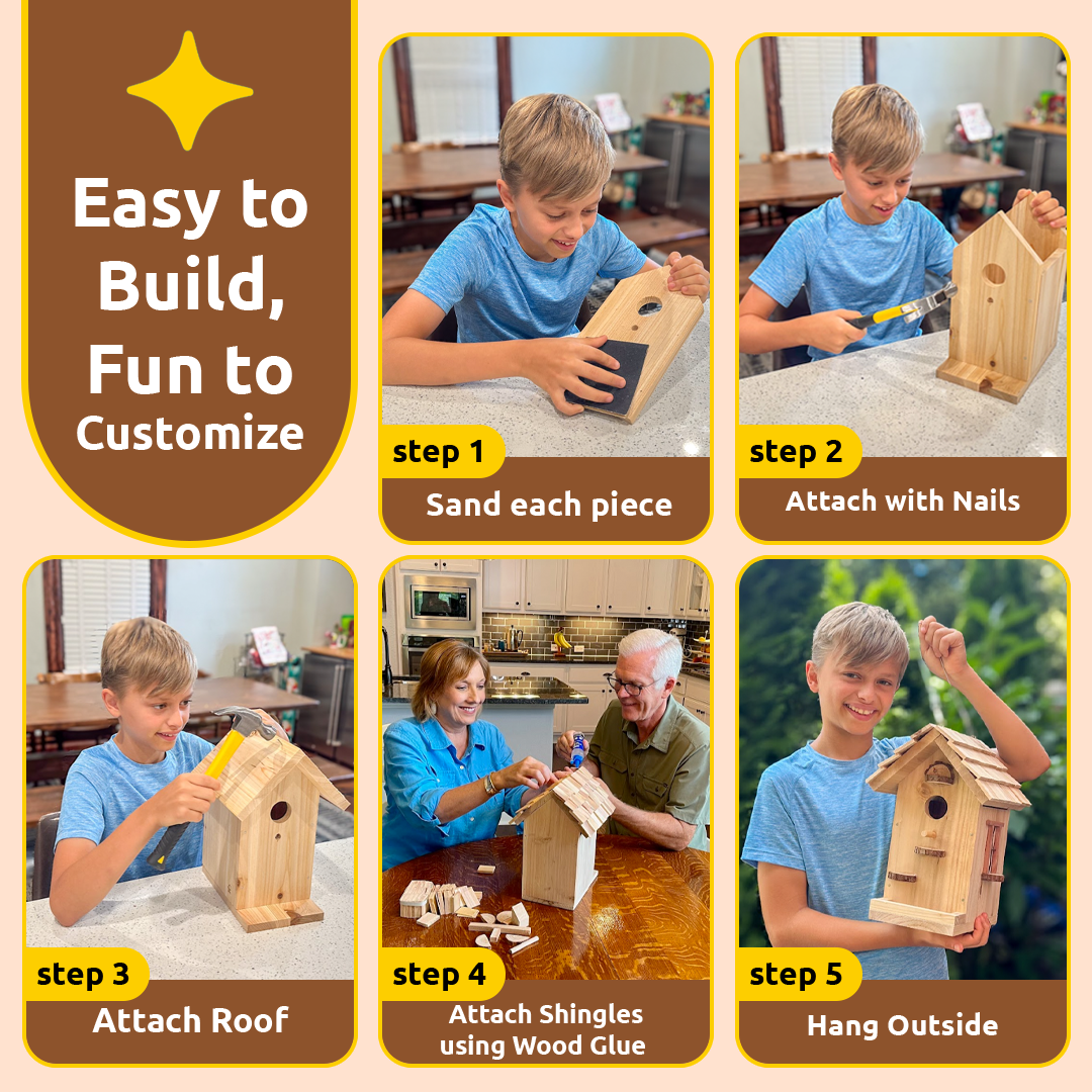 SparkJump - Wholesale DIY Craft Kit - Premium Birdhouse DIY Woodworking Kit4