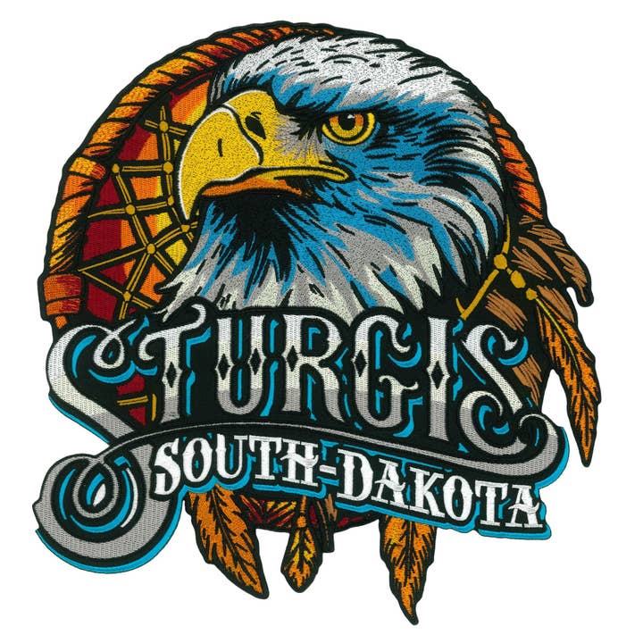 MULTI Hot Leathers Sturgis Eagle Feathers 10" Patch PPQ2699 for wholesale on Faire