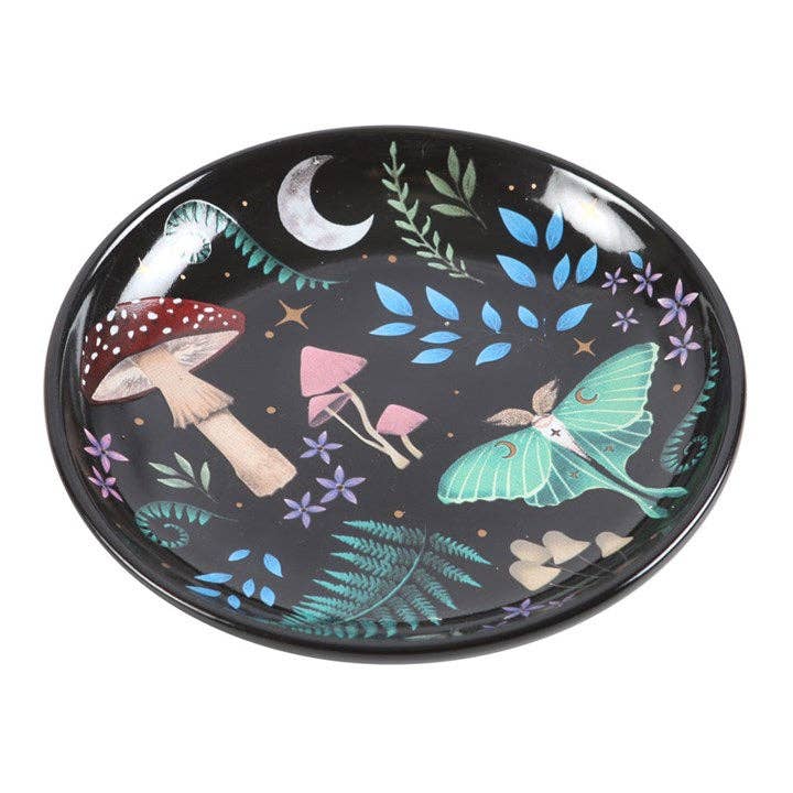 Something Different Wholesale - Wholesale Jewelry Dish - Round Dark Forest Print Trinket Dish2