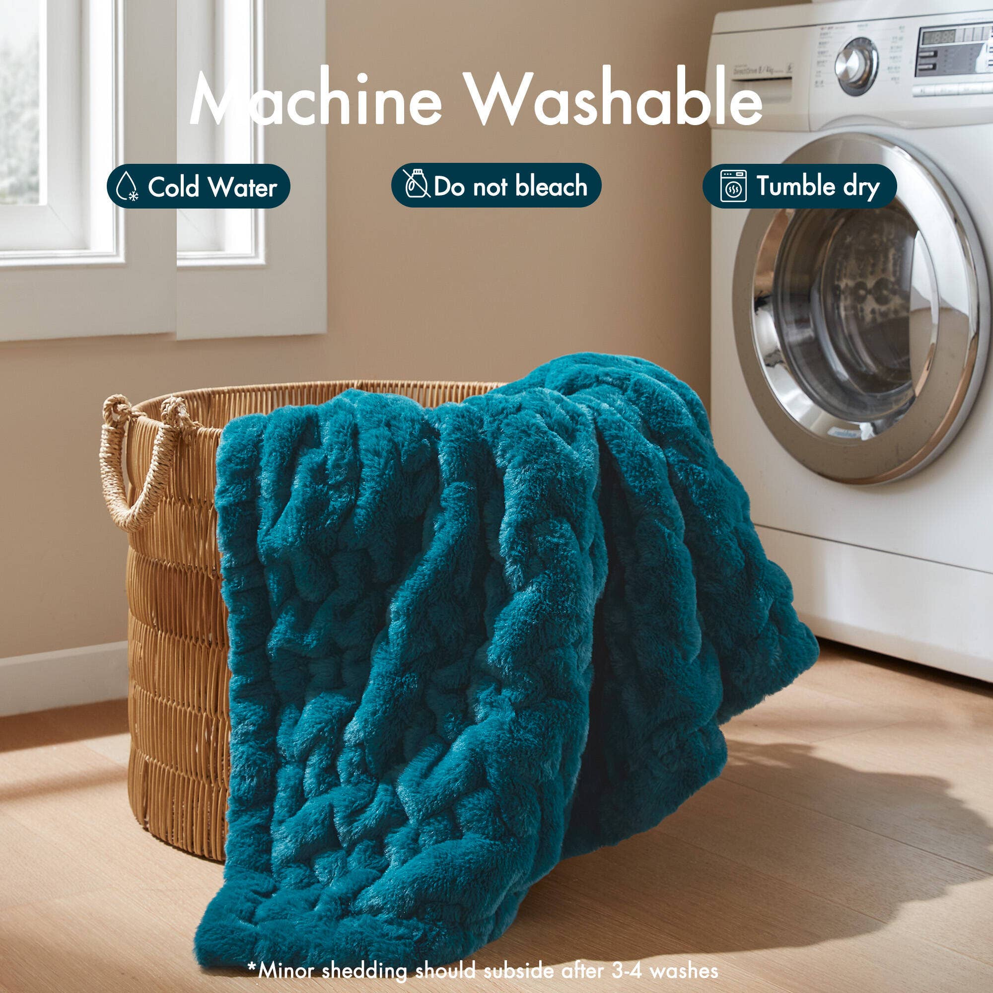 Olliix - Wholesale Throw Blanket - Soft Warm Ruched 50x60" Throw Blanket, Teal7