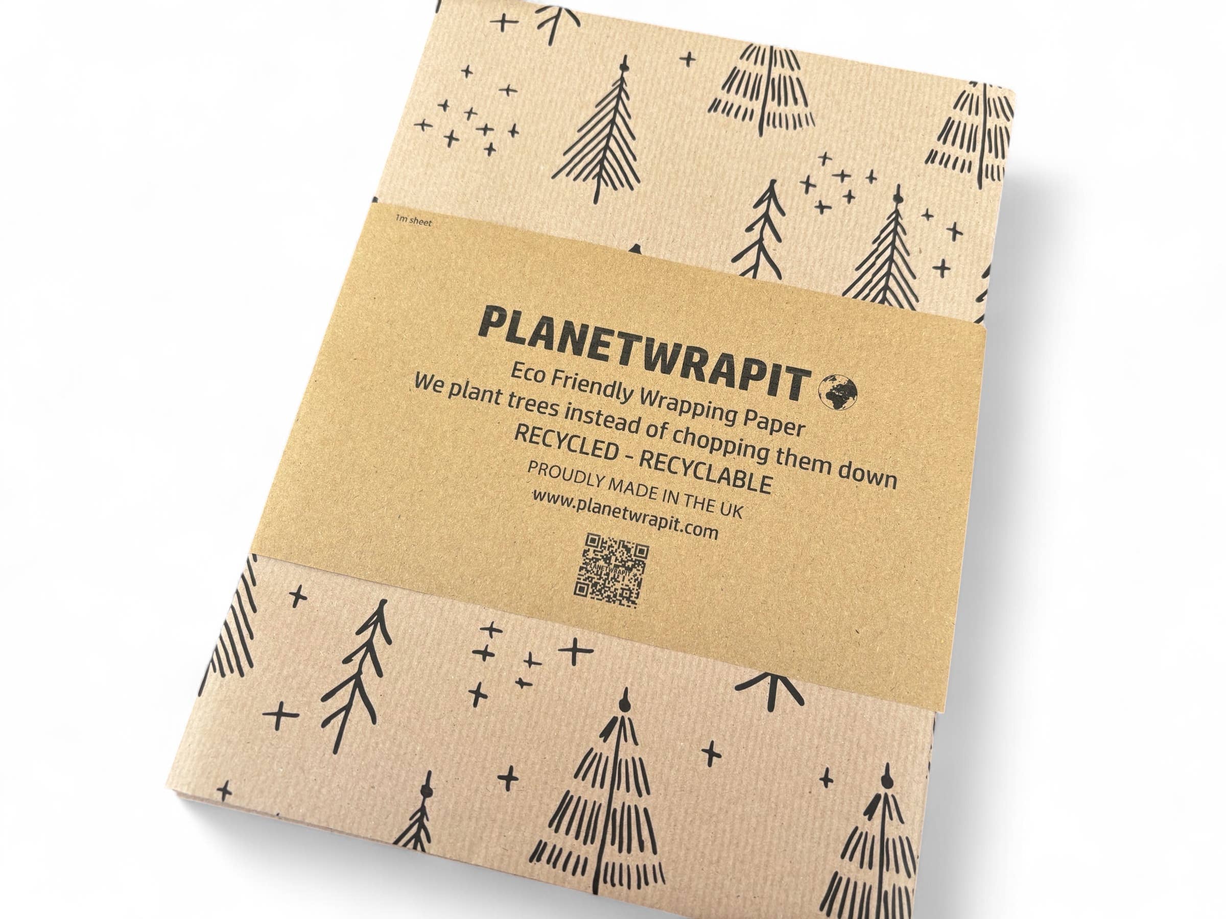 PlanetWrapIt - Wholesale Wrapping Paper Roll - Black Christmas Trees Recycled Kraft Gift Wrapping Paper 8