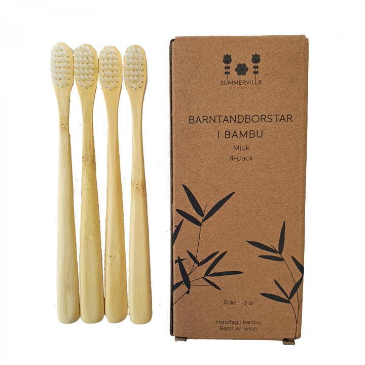 Summerville organic - Wholesale Toothbrush – Kids & Baby - Kids Bamboo Toothbrush Natural 4-pack2