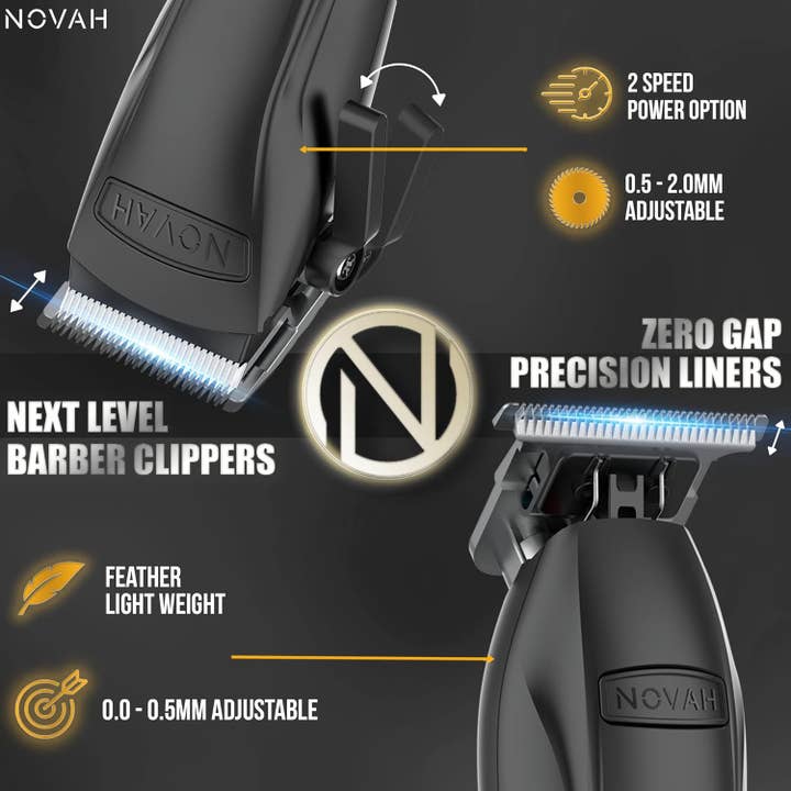 NOVAH Grooming - Wholesale Clippers - Men's - Novah Pro Clipper & Trimmer | Matte Black