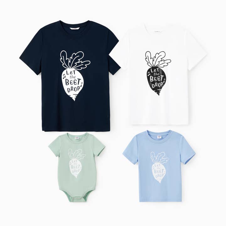 Family Matching Short Sleeves Text Print Beet Graphic Tee for wholesale by PatPat