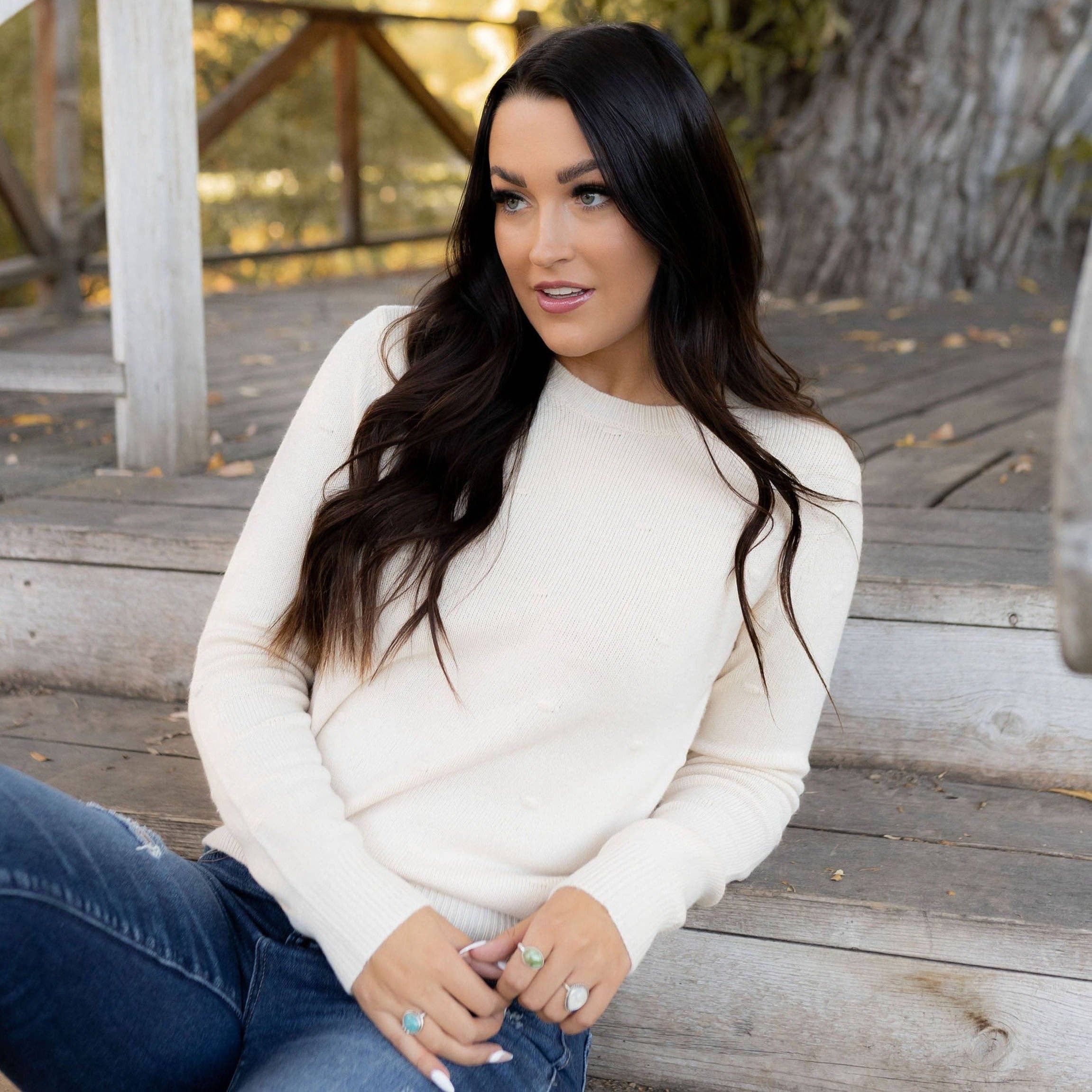 Indie & Co. | Women's Apparel - Wholesale Knit Sweater - Women's - Emery Sweater - Cream2