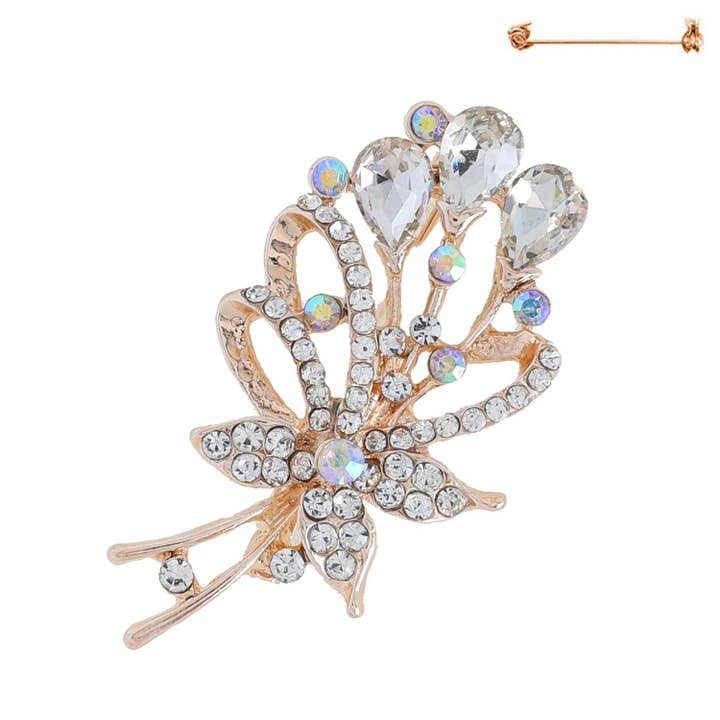 SP Sophia Collection - Wholesale Brooch - Rhinestone Crystal Flower Bouquet Brooch Pin