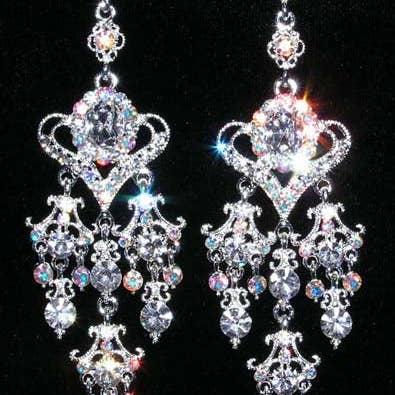 #14244 - Filigree Crown Heart Dangle Earrings for wholesale by Bridal Store Jewelry