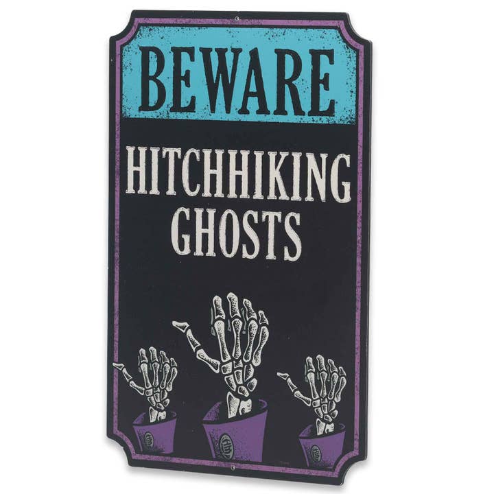 Open Road Brands, LLC - Wholesale Sign - Disney Beware of Hitchhiking Ghosts Metal Sign