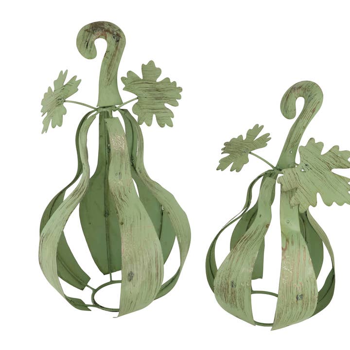 CLEARANCE-Fancy Metal Pumpkin-Farmhouse Decor-2 Sizes-Green for wholesale by My Amigos Imports