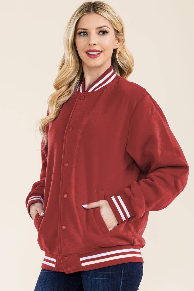 WEIV - Vente Veste d'université/de baseball – femme - Veste universitaire en polaire Boyfriend6