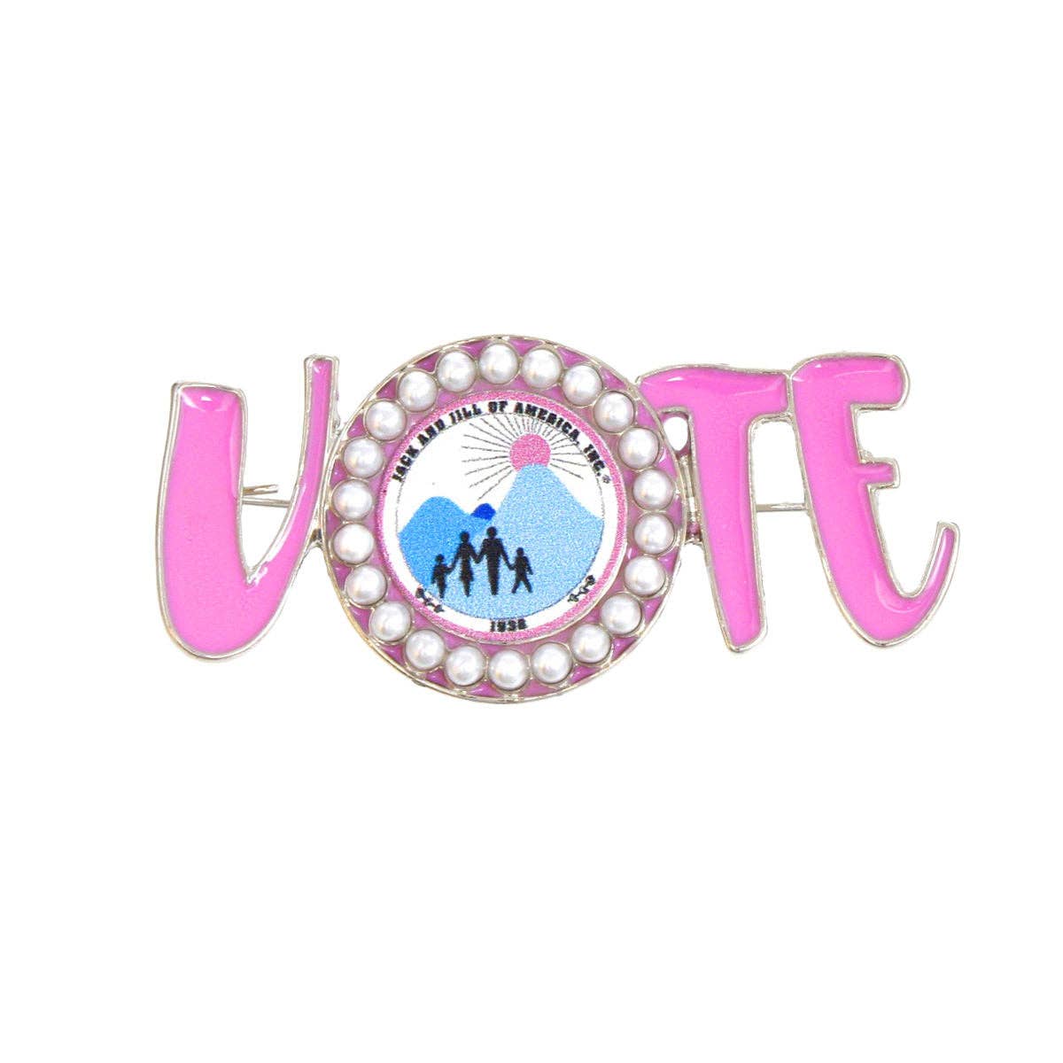 Pink Jack and Jill Sorority VOTE Brooch Pin for Women for wholesale on Faire1