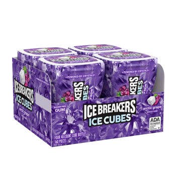 Ice Breakers Cubes Gum Bottle Grape 40ct 4 Pack for wholesale by Long Island Candy Factory