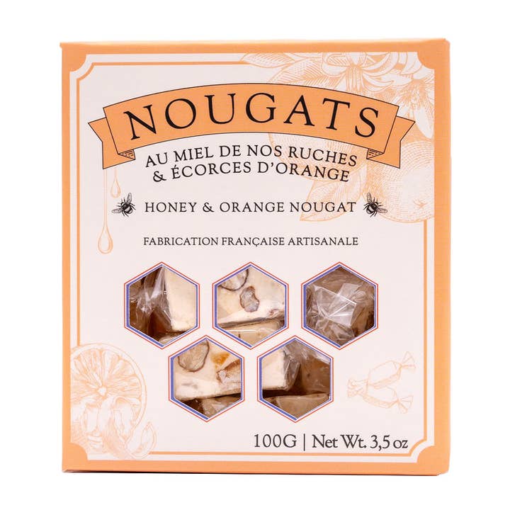 Les Abeilles de Malescot - Wholesale Nougat - White Nougat with Honey and candied Orange peel (100g)