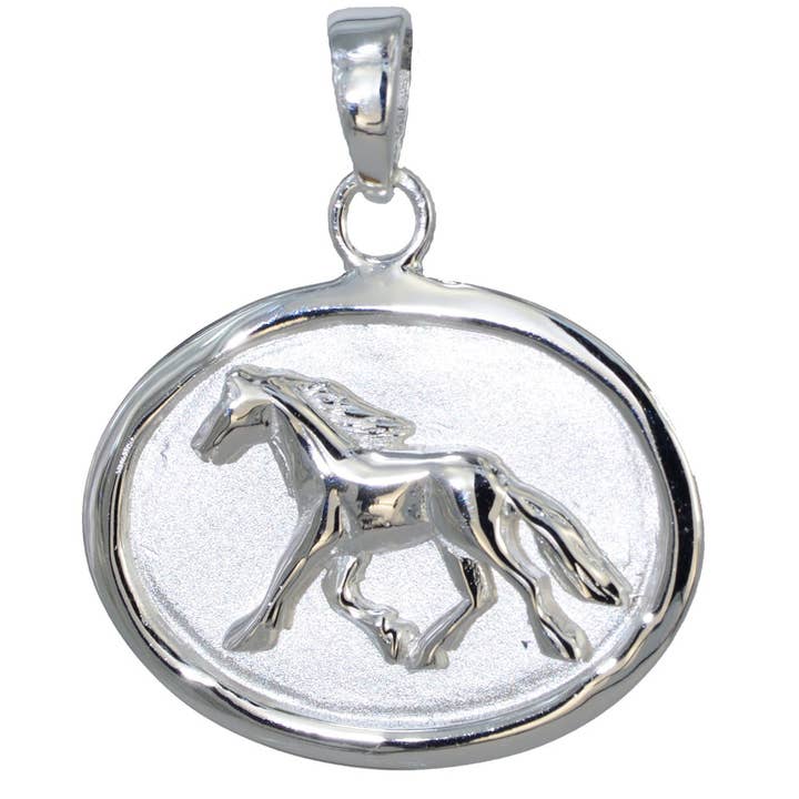 pendant running horse on oval silver plate 925 silver for wholesale by Janusch