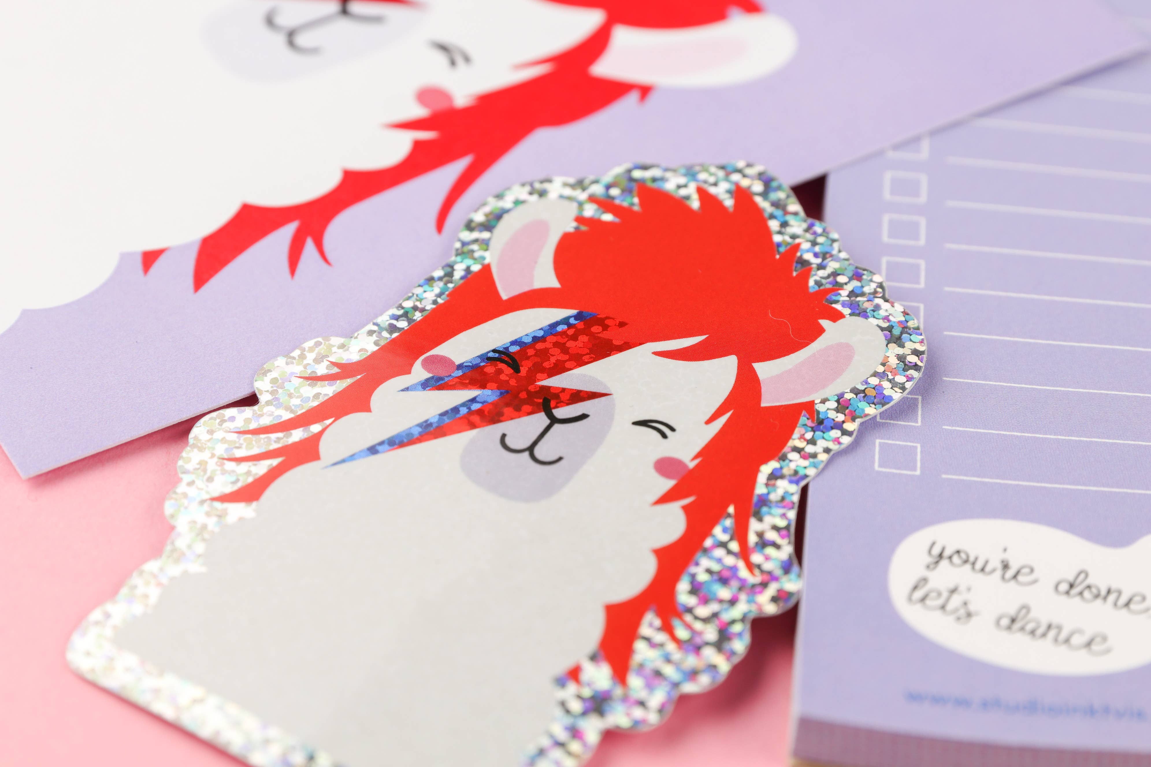Studio Inktvis - Wholesale Sticker - Glitter sticker David Bowie Ziggy Stardust llama3