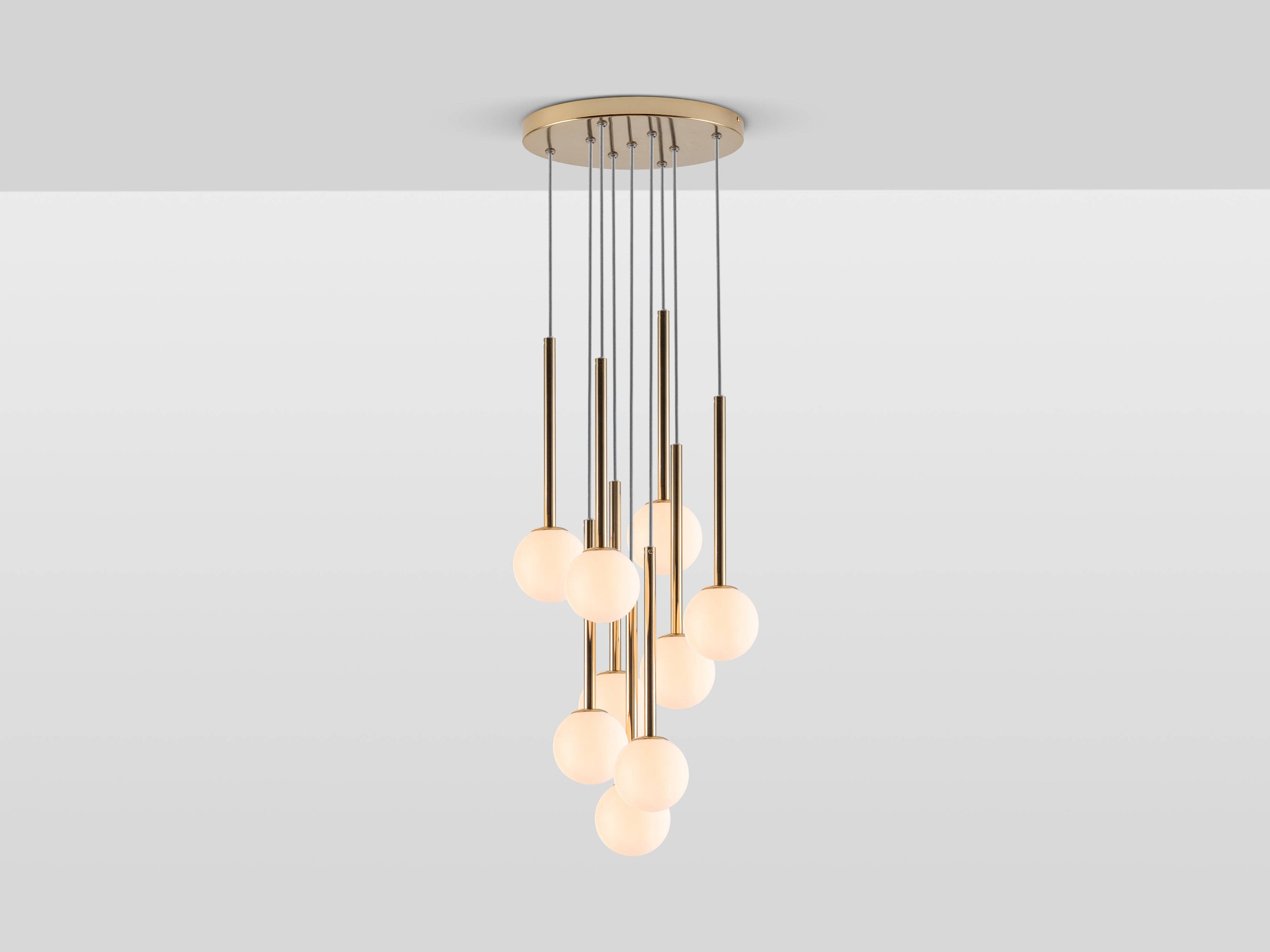 houseof - Wholesale Chandelier/Hanging Light - Opal Ball Cluster Ceiling Light In Brass