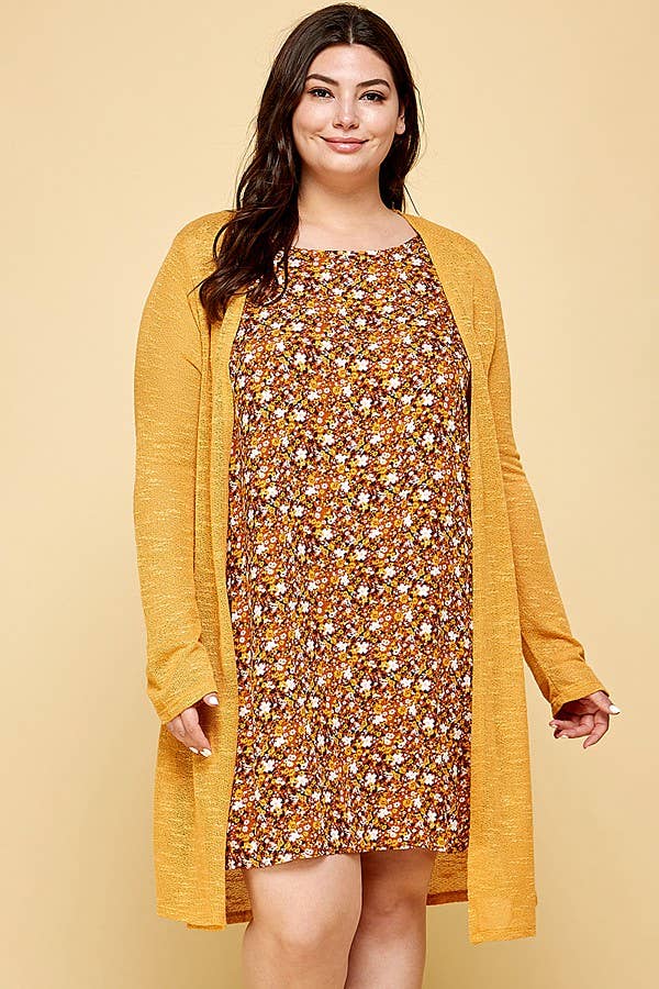 Winslow Collection - Vente Ensemble haut et jupe - Femme - ENSEMBLE ROBE GRANDE TAILLE A LINE AVEC CARDIGAN A459866E98X0