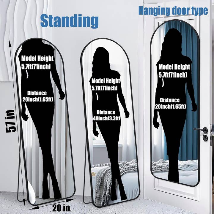 Black 57 Inch Full Length Arch Mirror For Entryway for wholesale on Faire2