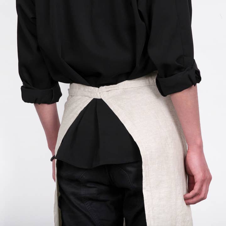 Triton Linen – wholesale Förkläde – Linne Bistro Halvförkläde med Fickor 25 x 35 Tum - Natur