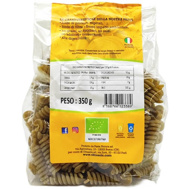 Oltresole – Großhandel Pasta – BIO ERBSENPASTA FUSILLI 350 g2