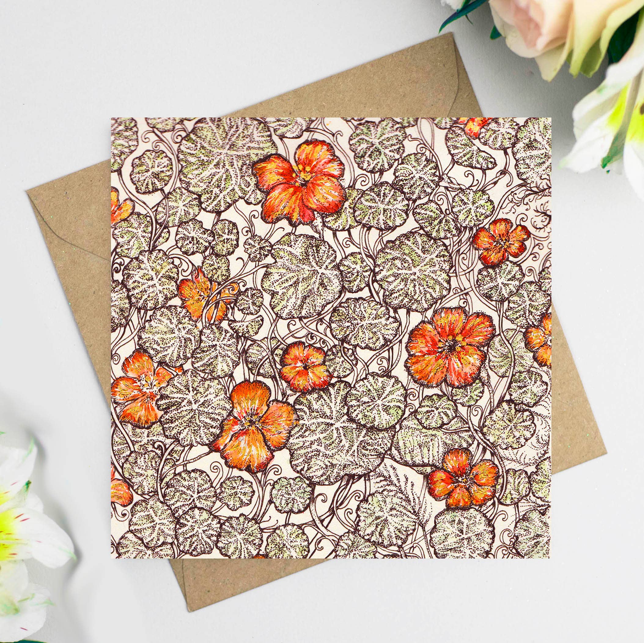 Fay's Studio - Wholesale Everyday Greeting Card - Nasturtium Salad Greeting Card0