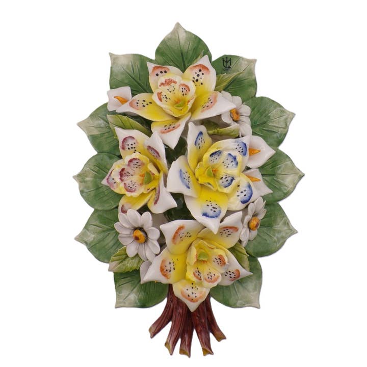 AF02 - Ramo de lírios de várias cores em cerâmica Feito em Itália por atacado de LUEM ART ceramiche e porcellane di Capodimonte Made In Italy