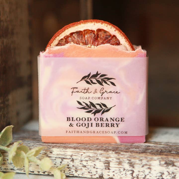 Faith and Grace Soap Co. - Wholesale Bar Soap - Blood Orange & Goji Berry Artisan Soap, Premium Fragrance