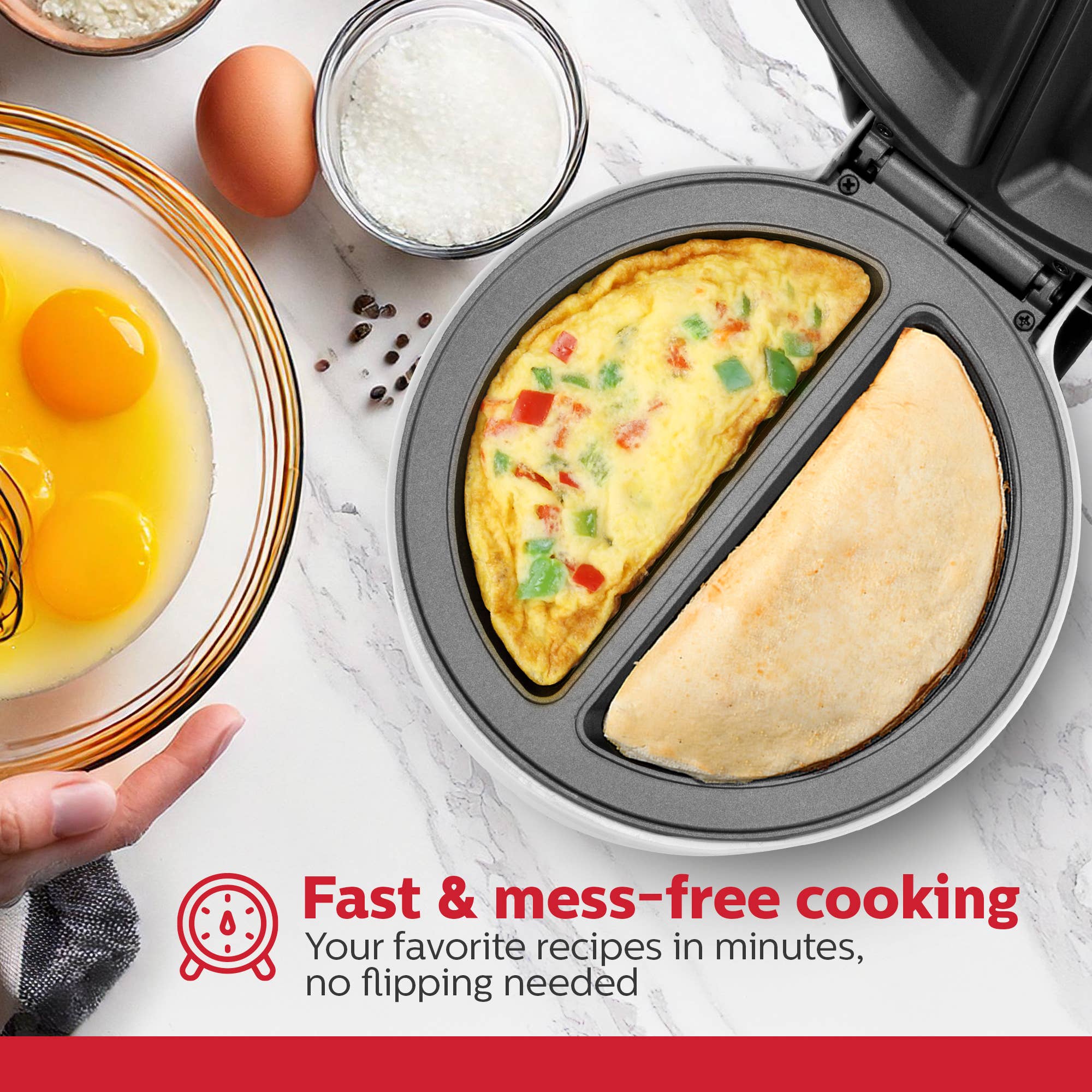 Holstein Housewares - Wholesale Kitchen Appliance - Easy Fast Breakfast Omelet Maker for Pancakes & Treats13