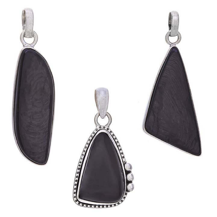 Kheops BLJ Jewelry – Großhandel Individueller Charm/Anhänger – Kleiner Hypersthen-Anhänger in verschiedenen Formen (31 bis 44 mmH)