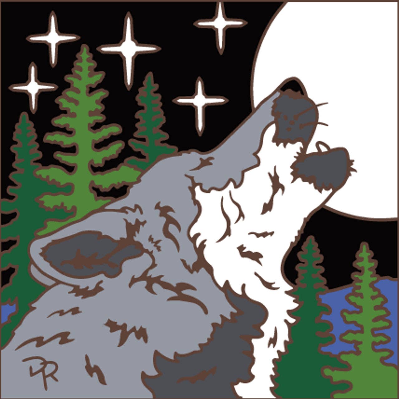 Earthtones Tile - Wholesale Wall Tile - Howl At The Moon Wolf Tile (8857A)0